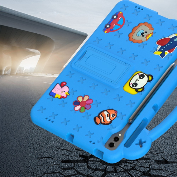 Gyermek tok Samsung Galaxy Tab S10+ Plus, Cute Patterns, állvánnyal, kék