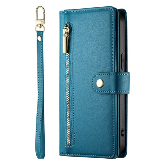 Pattintható tok a Xiaomi 14T Pro, Wallet Zipper Pocket, kék