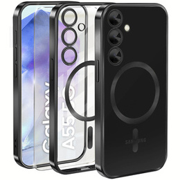 Tok Samsung Galaxy A55 5G-hoz, Electro MagSafe, fekete + üveg a képernyőhöz