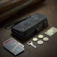 CASEME tok Samsung Galaxy S25 Ultra, Retro Leather Wallet, szíjjal, fekete