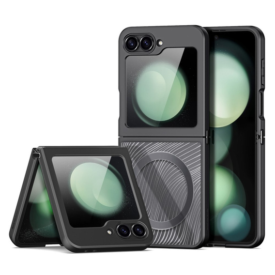 DuxDucis tok Samsung Galaxy Z Flip7 FE / Z Flip6, Aimo Case, MagSafe, átlátszó / fekete