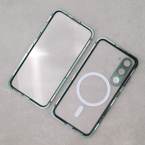 Magnetic Dual Glass MagSafe tok Samsung Galaxy S23, zöld