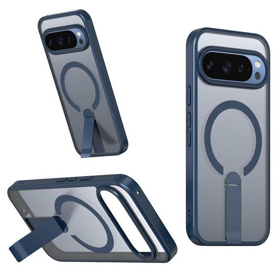 Fusion hibrid tok Google Pixel 10 Pro XL készülékhez, MagSafe, állvánnyal, kék színű