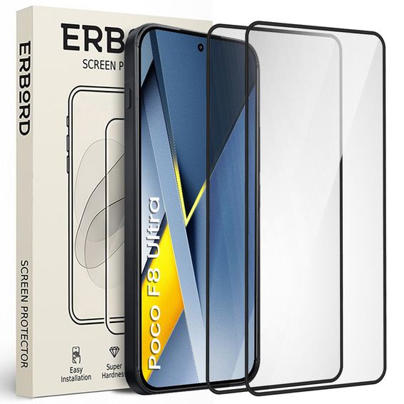 2x ERBORD 3D edzett üveg a Xiaomi Poco F8 Ultra készülékhez
