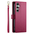 Pattintható tok a Samsung Galaxy S24 FE, Wallet Zipper Pocket, piros