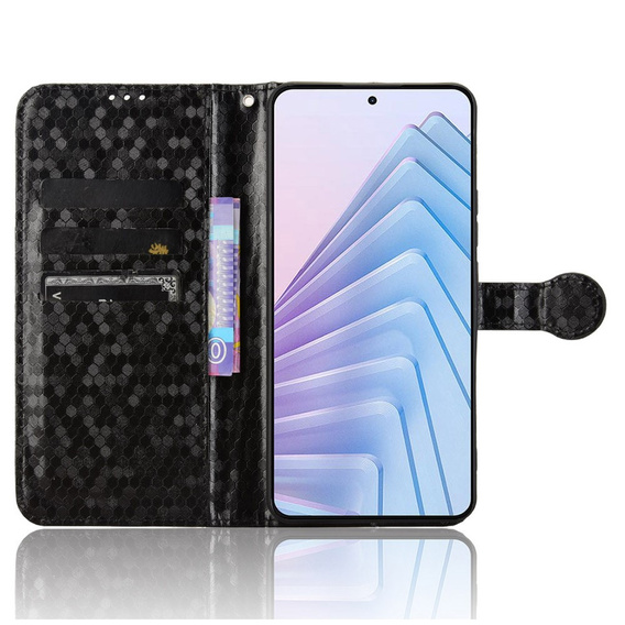 Flap tok Xiaomi Redmi Note 14 4G, Wallet Rhombus, fekete