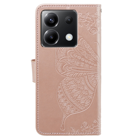 Pattintható tok a Xiaomi Poco X6 5G, Butterfly, rózsaszín rose gold