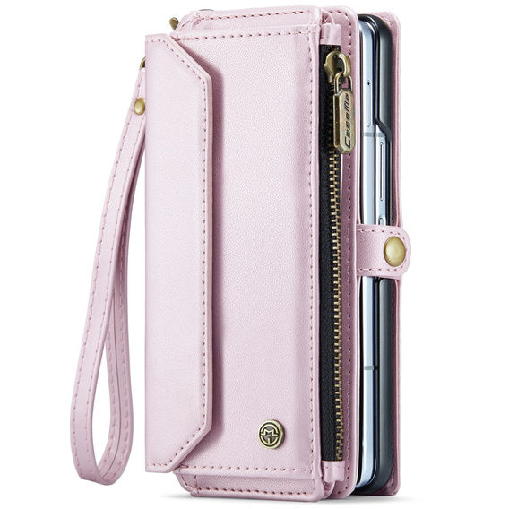 Tok CASEME Samsung Galaxy Z Fold6 5G, RFID Leather Wallet, vállpánttal, rózsaszín