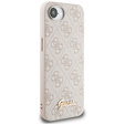 GUESS Telefontok a iPhone 16E, 4G Metal Gold Logo, rózsaszín