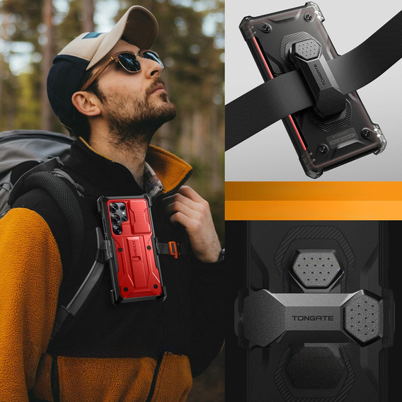 Robusztus tok Samsung Galaxy S25 Ultra készülékhez – Tongate MECH sorozatú klip, fekete