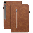 Tok Samsung Galaxy Tab S10 Lite / S10 FE / S9 FE, Wallet Pen Slot, barna