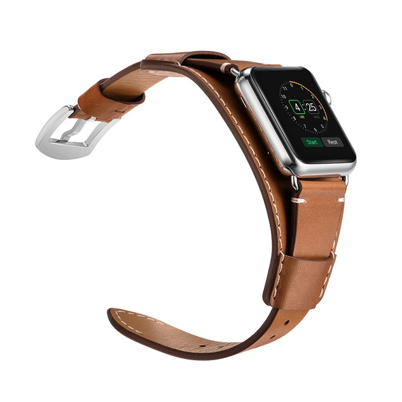 Bőrszíj Apple Watch 1/2/3/4/4/5/6/7/8/SE/Ultra 42/44/45/49mm, barna