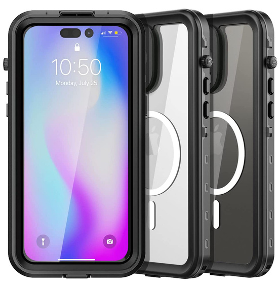 Vízálló tok iPhone 14 Pro, Redpepper, MagSafe-hoz, fekete