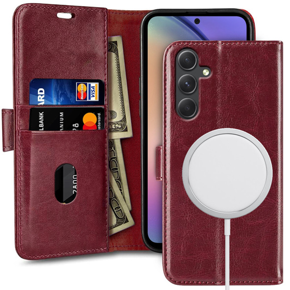 Pattintható tok a Samsung Galaxy A54 5G, Wallet, do MagSafe, piros