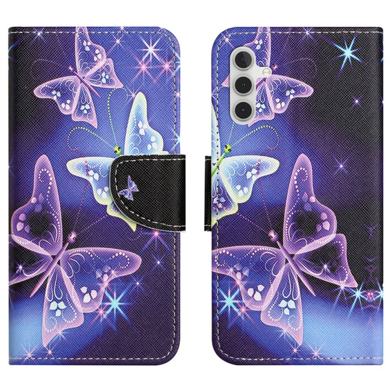 Pattintható tok a Samsung Galaxy M15 5G, Wallet, Sparkling Butterflies
