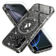 Tok iPhone 16 Pro Max-hoz, ERBORD Glitter MagSafe, fekete + képernyőüveg