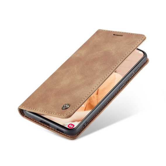 CASEME tok Samsung Galaxy S21 FE, Leather Wallet Case, barna