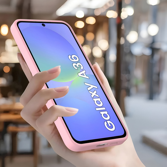 Tok Samsung Galaxy A36, Silicone Heart, rózsaszín + 9H edzett
