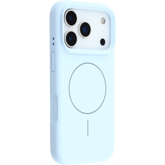 Szilikon tok iPhone 17 Pro Max készülékhez, MagSafe, ütésgátló, kék