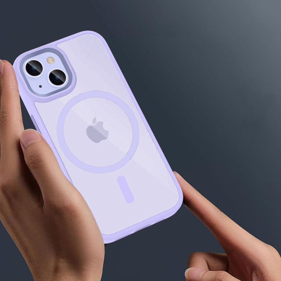 Tok iPhone 14-hoz, MagSafe, ERBORD Matt Case, lila + képernyőüveg