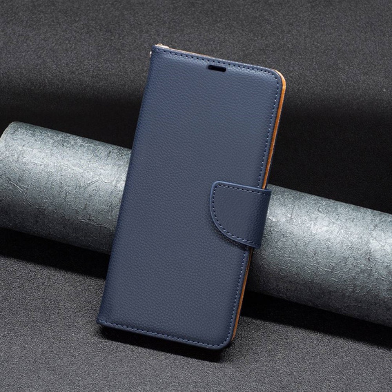 Pattintható tok a Samsung Galaxy A54 5G, Wallet Litchi Magnet, sötétkék