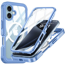 Tok iPhone 16-hoz, Shockproof, üveggel, MagSafe-hoz, kék