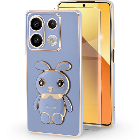 Tok Xiaomi Redmi Note 13 5G, Rabbit, kék + Edzett üveg 9H