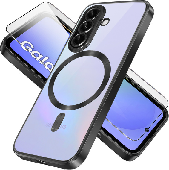 Tok Samsung Galaxy A36-hoz, Electro MagSafe, fekete + üveg a képernyőhöz