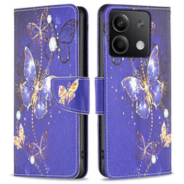 Pattintható tok a Xiaomi Redmi Note 13 5G, Wallet, Butterflies lila