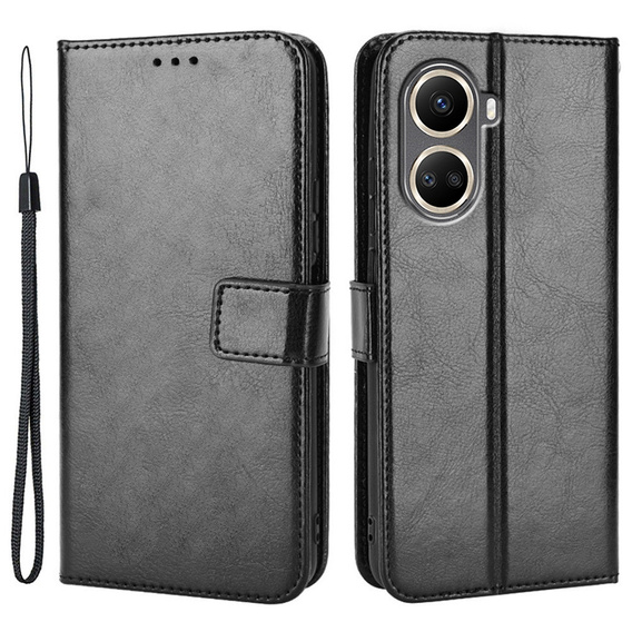 Pattintható tok a Huawei Nova 10 SE, Crazy Horse Wallet, fekete