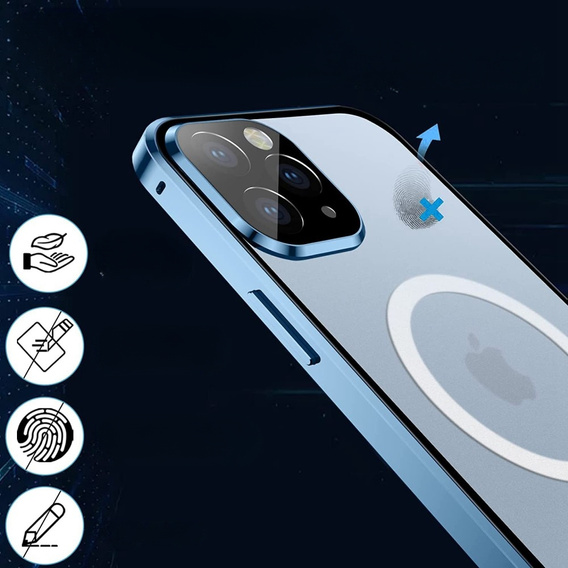 Magnetic Dual Glass MagSafe tok iPhone 13 Pro, kék