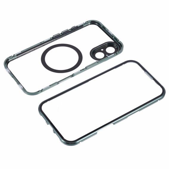 Magnetic Dual Glass MagSafe tok iPhone 16, zöld