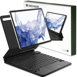 Billentyűzet tok Samsung Galaxy Tab S10+/S9 FE+ Plus/S9+/ S8+/ S7+/ S7 FE, Dexnor Magnetic Keyboard Touchpad, fekete
