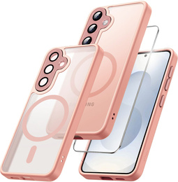 Tok Samsung Galaxy S25-hoz, MagSafe, ERBORD Matt Case, rózsaszín + képernyőüveg
