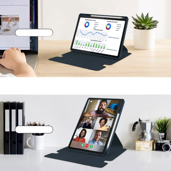 Billentyűzet tok Lenovo Tab M11, Rotary 360° Leather, sötétkék