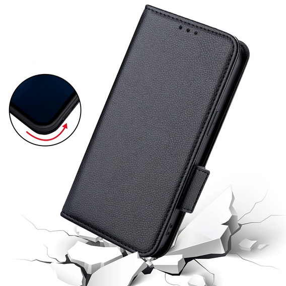 Pattintható tok a Xiaomi Redmi Note 12 5G / POCO X5 5G, Wallet Litchi Magnet, fekete