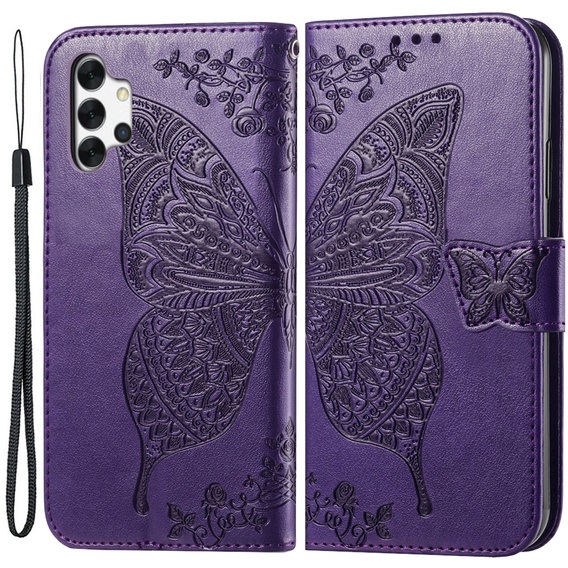 Pattintható tok a Samsung Galaxy A13 4G, Butterfly, lila