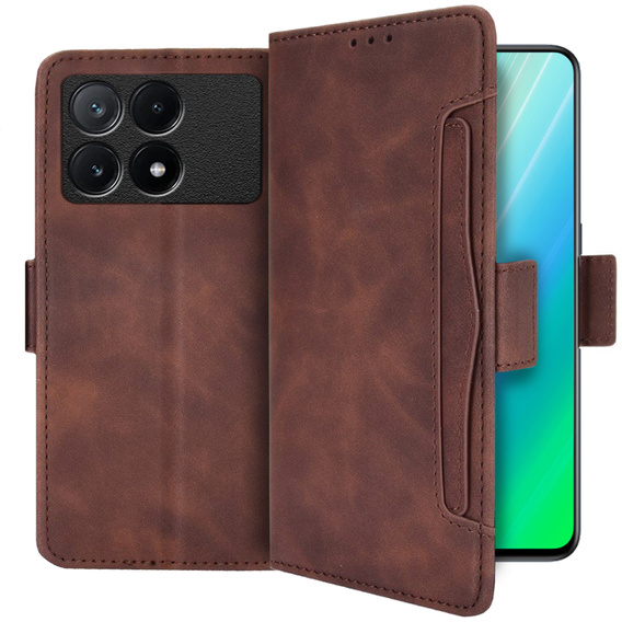 Pattintható tok a Xiaomi Poco X6 Pro 5G, Card Slot, barna