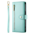 Pattintható tok a Xiaomi Poco X7 Pro 5G, Wallet Zipper Pocket, zöld