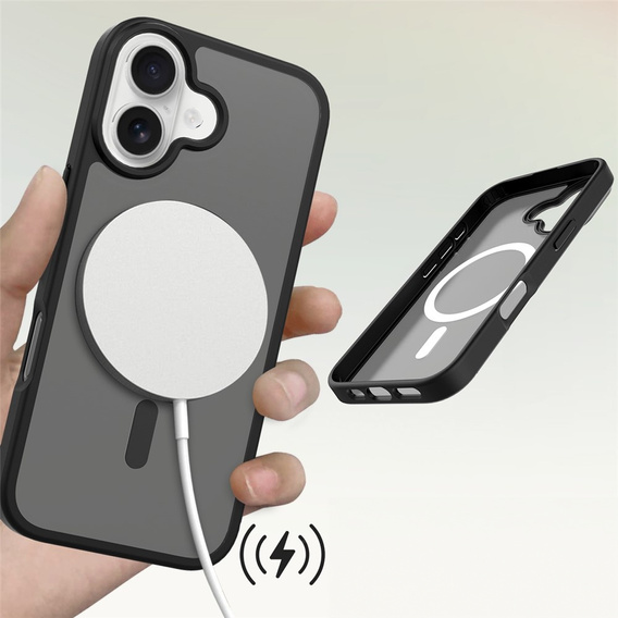 Matt tok iPhone 17 készülékhez, MagSafe-hoz, áttetsző fekete