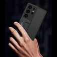 Pattintható tok Samsung Galaxy S25, GKK Card Slot Wallet, carbon fekete
