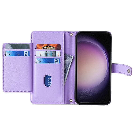 Pattintható tok a Samsung Galaxy A25 5G, Wallet Zipper Pocket, lila