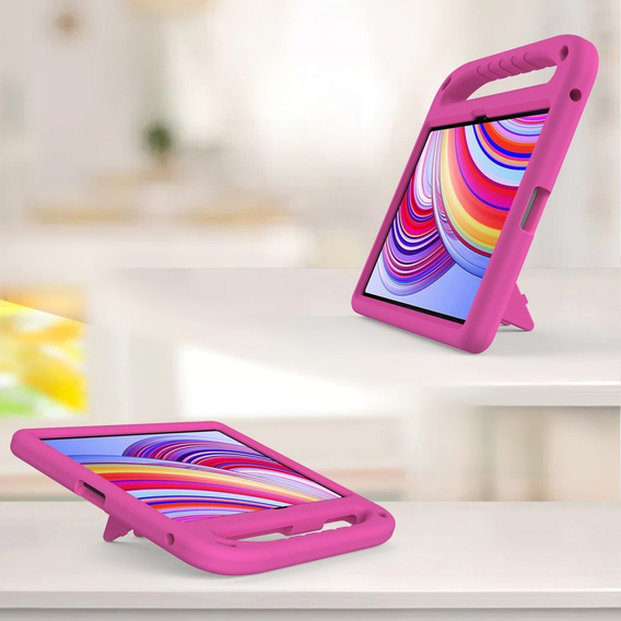 Gyermek tok Xiaomi Redmi Pad Pro / Xiaomi Poco Pad, fogantyúval, rózsaszín