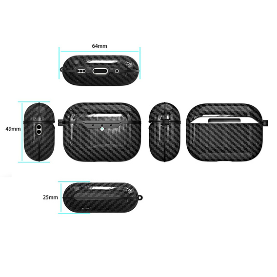 Szénszálas textúrájú TPU tok az AirPods Pro 3 készülékhez
