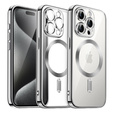 Tok iPhone 15 Pro Max-hoz, Electro MagSafe, ezüst + üveg a képernyőhöz