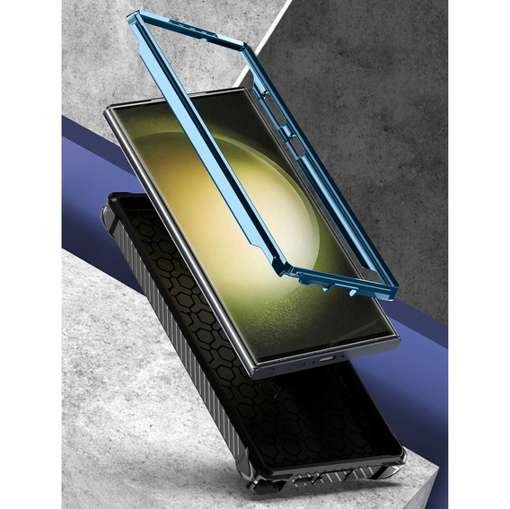 Telefontok a Samsung Galaxy S23 Ultra, Heavy Duty Ring Belt Clip, kék