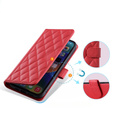 Flap tok iPhone 16 Plus, Rhombus Crossbody Leather, piros