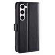 Pattintható tok a Samsung Galaxy S23, Wallet Zipper Pocket, fekete