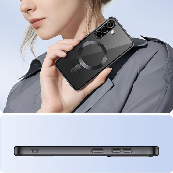Tok Samsung Galaxy A56-hoz, Electro MagSafe, fekete + üveg a képernyőhöz