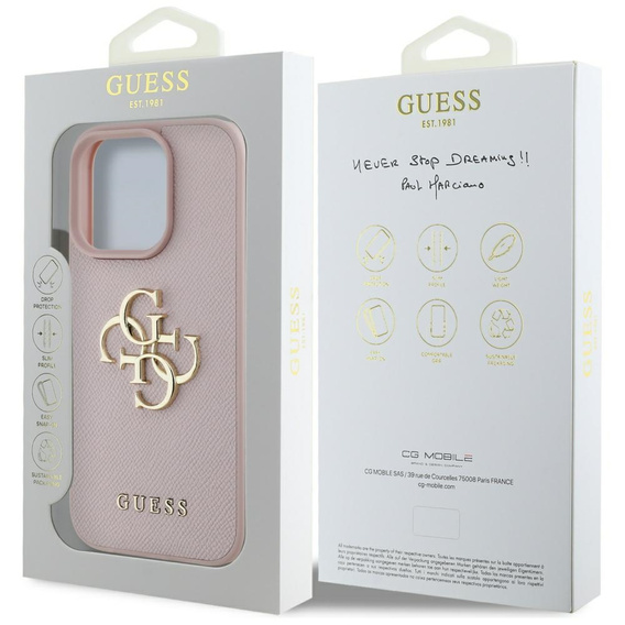 GUESS Grained Big 4G és Classic Logo tok iPhone 16 Pro készülékhez